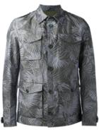 Herno Leaf Print Shirt Jacket, Men's, Size: 50, Green, Cotton/linen/flax/polyester