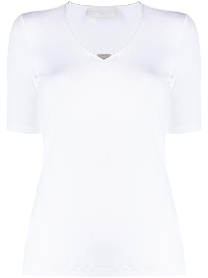 Fabiana Filippi Beaded-notch T-shirt - White