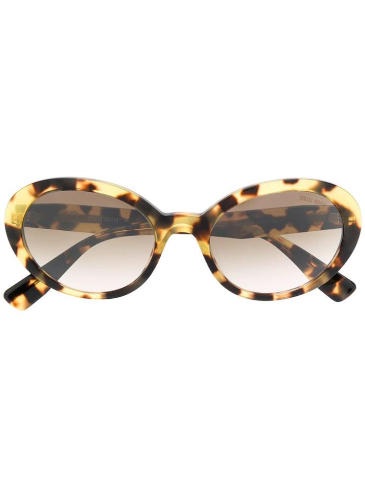 Miu Miu Eyewear Oval Shaped Sunglasses - Brown