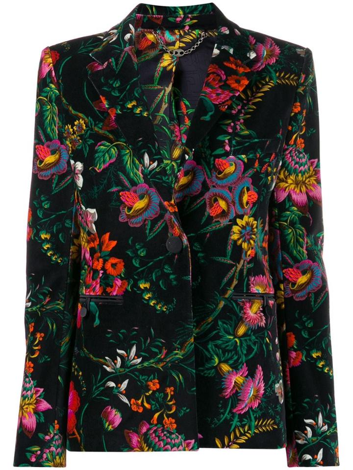 Paco Rabanne Floral Print Single-breasted Jacket - Black
