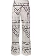 Ganni Embroidered Flared Trousers - White