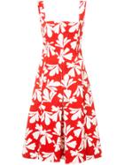 Oscar De La Renta Leaf-print Flared Midi Dress