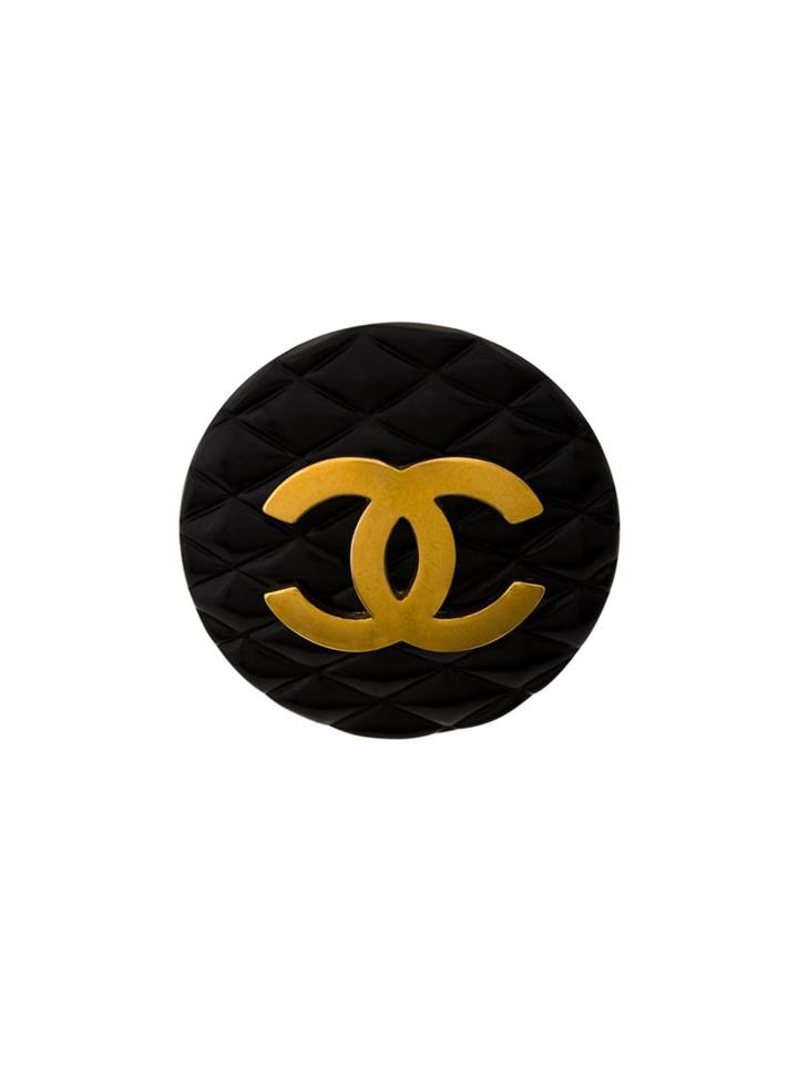 Chanel Vintage Quilted Cc Logo Clip-on Earring, Women's, Black