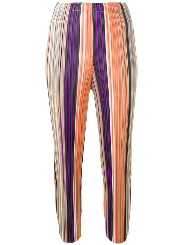 Pleats Please By Issey Miyake Striped Pleated Trousers - Neutrals