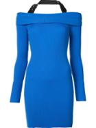 Moschino Halterneck Knitted Dress, Women's, Size: 40, Blue, Virgin Wool