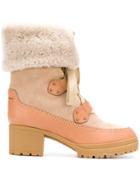 See By Chloé Lace Up Ankle Boots - Nude & Neutrals