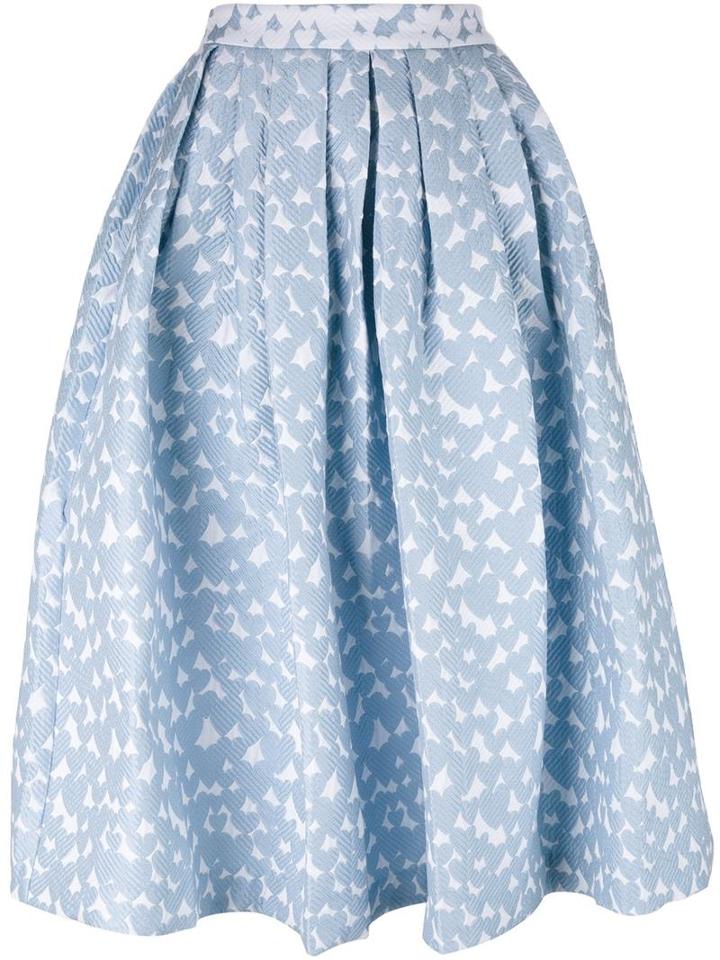 House Of Holland Heart Dirndl Skirt, Women's, Size: 10, Blue, Cotton/polyester/polyamide/rayon
