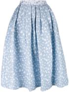 House Of Holland Heart Dirndl Skirt, Women's, Size: 10, Blue, Cotton/polyester/polyamide/rayon