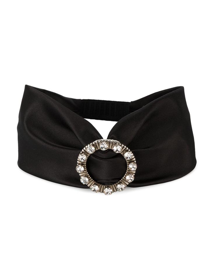 Miu Miu Crystal Buckle Headband - Black