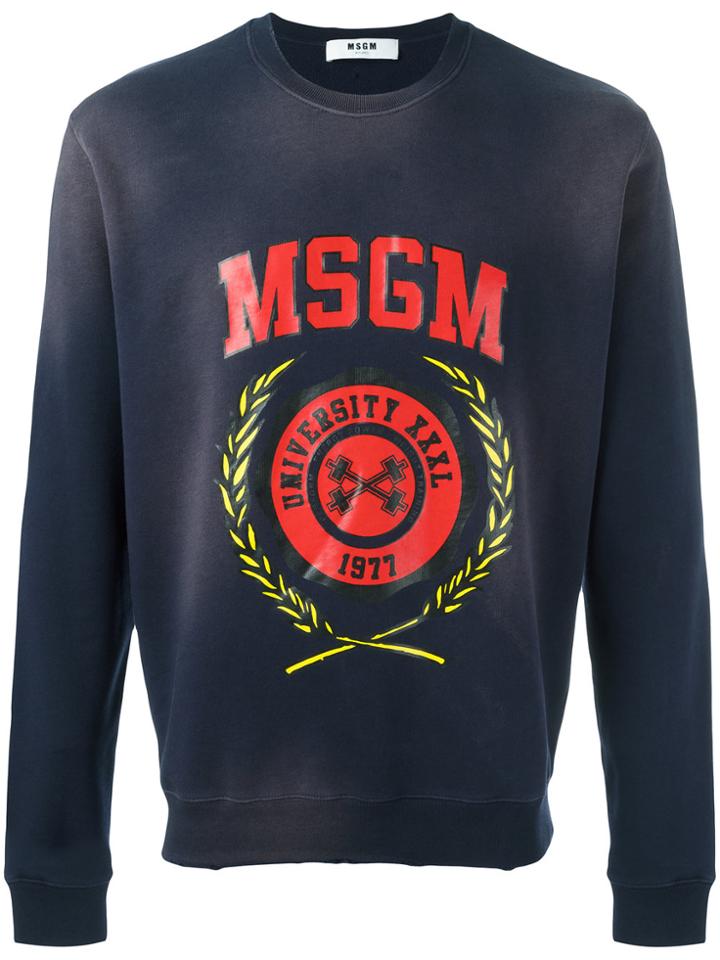 Msgm Logo Print Sweatshirt - Blue