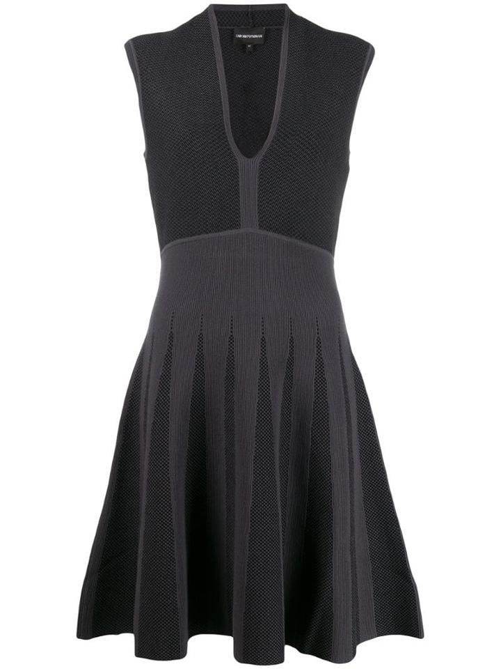 Emporio Armani Two Tone Sleeveless Dress - Black
