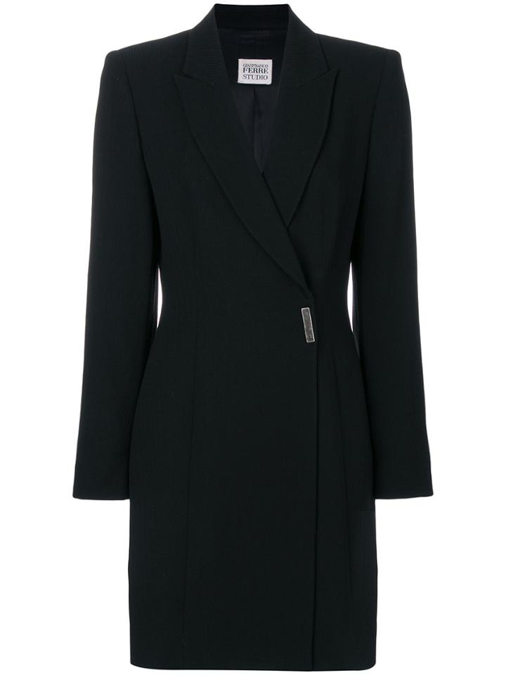 Gianfranco Ferre Vintage Concealed Fastening Coat - Black