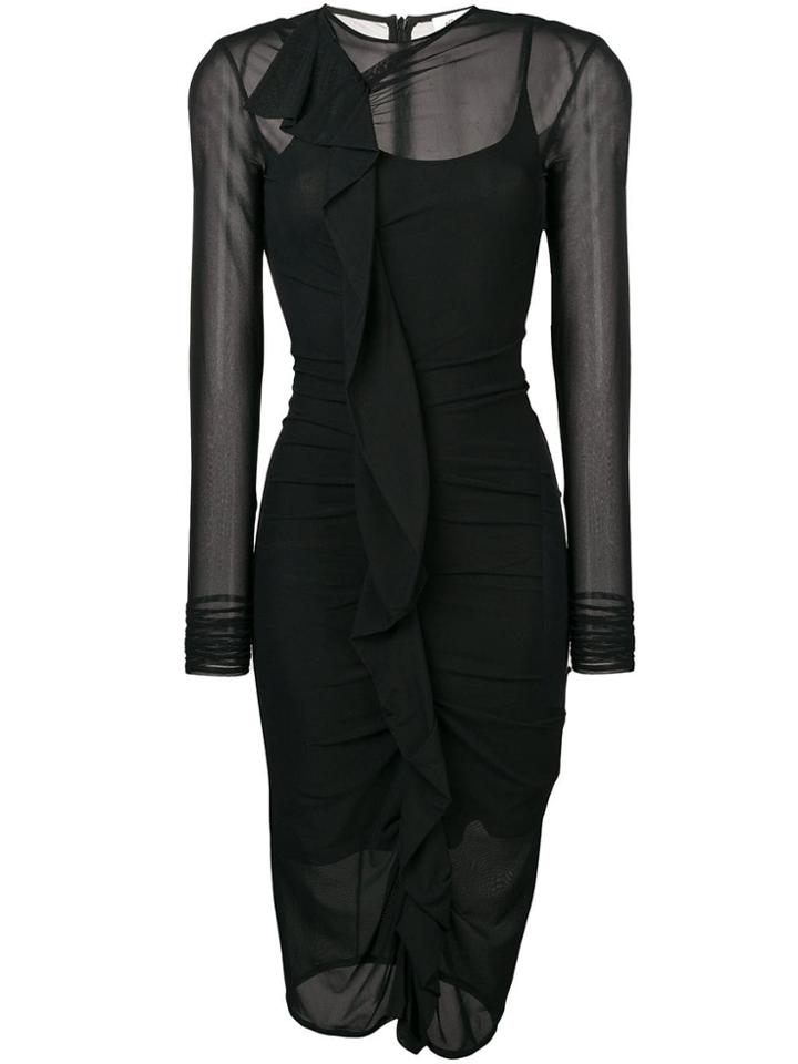 Maison Margiela Ruffle Trim Midi Dress - Black