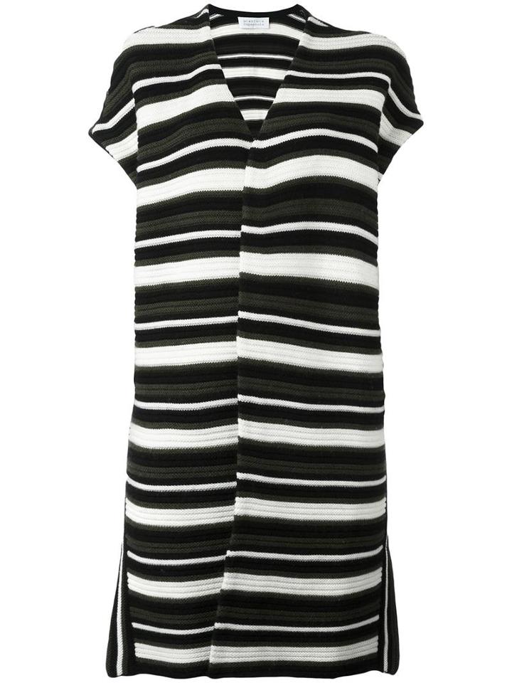 Gianluca Capannolo Striped V-neck Long Cardigan, Women's, Size: Small, Green, Wool