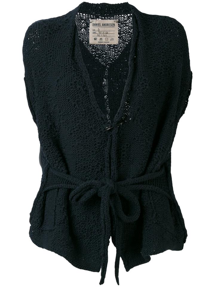 Daniel Andresen Sleeveless Belted Cardigan - Blue