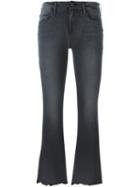 Frame Denim Cropped Flared Trousers, Women's, Size: 30, Black, Modal/cotton/polyester/spandex/elastane