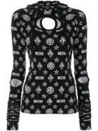 Ktz - Logo Embroidered Hooded Top - Women - Spandex/elastane/rayon - M, Black, Spandex/elastane/rayon