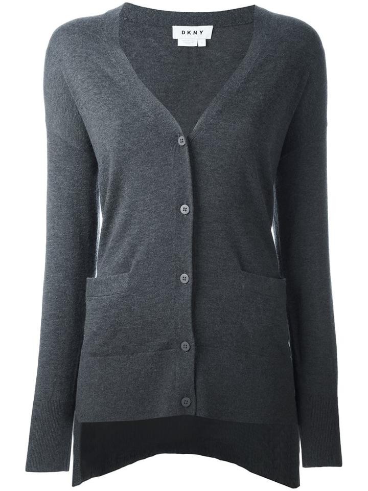Dkny Long Line Cardigan, Women's, Size: Medium, Grey, Nylon/viscose/wool