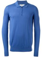 Salvatore Ferragamo Zip-up Long Sleeved Polo, Men's, Size: Xl, Blue, Virgin Wool