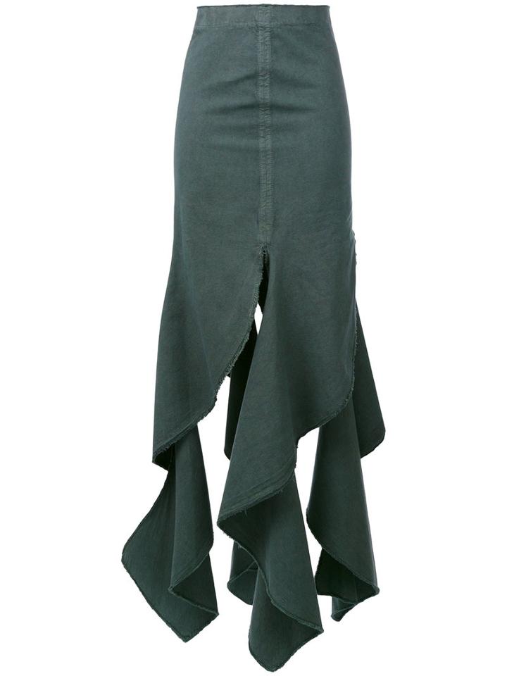 J.w.anderson - Long Spiral Skirt - Women - Cotton - 10, Green, Cotton