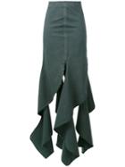 J.w.anderson - Long Spiral Skirt - Women - Cotton - 10, Green, Cotton