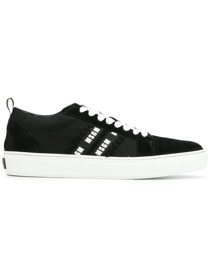 Msgm Logo Stripe Lace-up Sneakers - Black