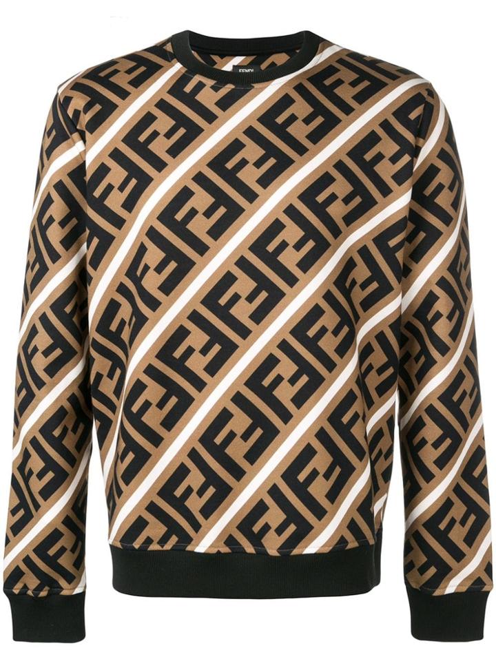 Fendi Printed Ff Logo Sweatshirt - Brown