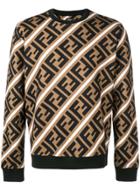 Fendi Printed Ff Logo Sweatshirt - Brown