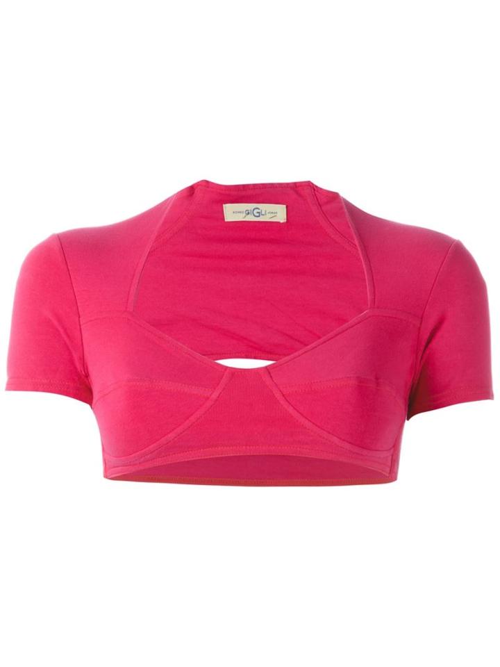 Romeo Gigli Vintage Slit Back Crop Top