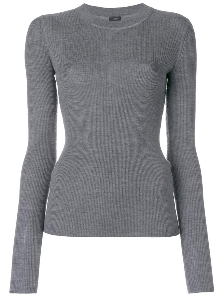Joseph Crew Neck Ribbed Jumper - Grey