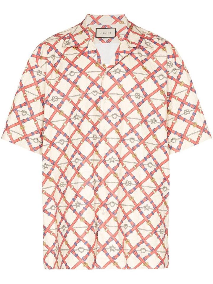Gucci Oversized Paper-effect Bowling Shirt - Neutrals