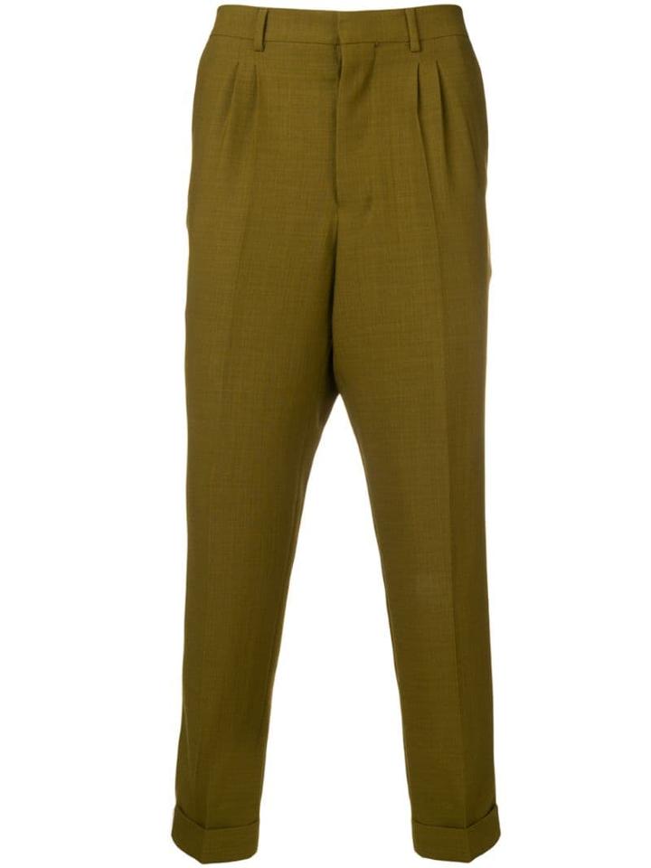Ami Paris Pleated Carrot Fit Trousers - Green