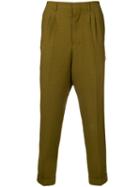 Ami Paris Pleated Carrot Fit Trousers - Green