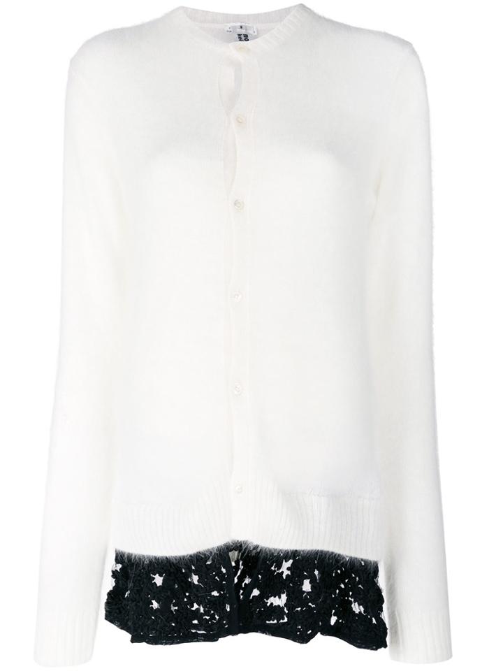 Comme Des Garçons Noir Kei Ninomiya Contrast Trim Cardigan - White