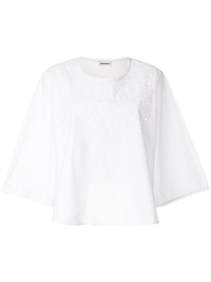 Zadig & Voltaire Tal Openwork Lace Trim Top - White