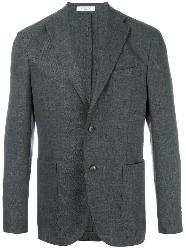 Boglioli Two Button Blazer, Men's, Size: 50, Grey, Virgin Wool/spandex/elastane/acetate/cupro