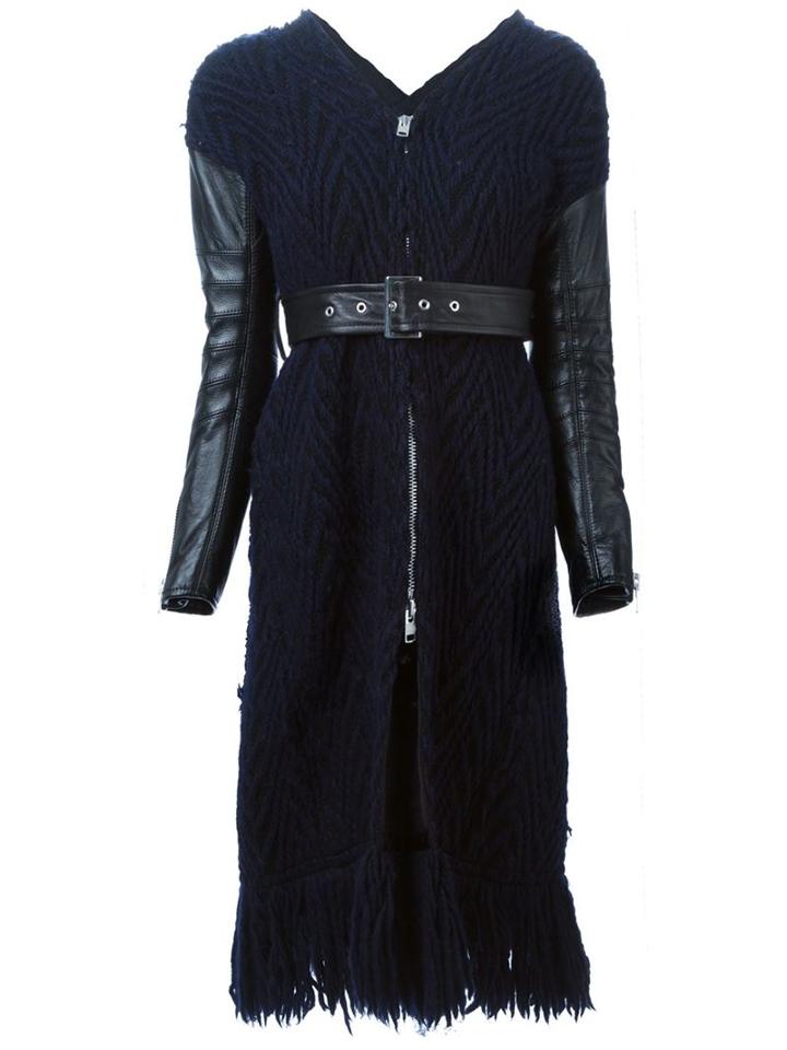 Sacai Luck Sleeves Fringed Zipped Coat