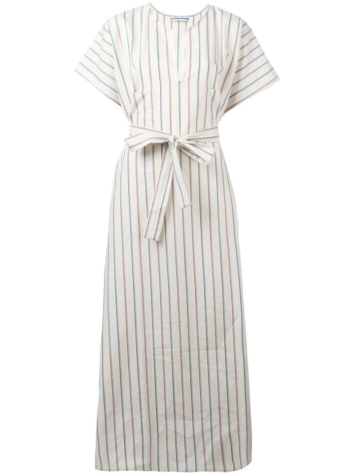 Cristaseya Striped Caftan Dress, Women's, Size: Medium, White, Cotton