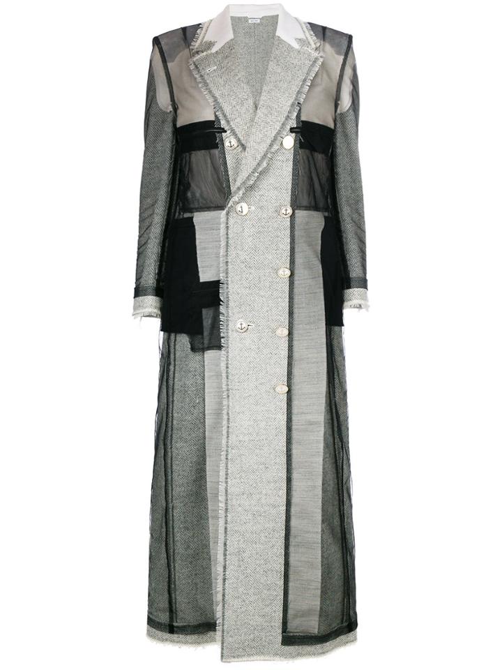 Thom Browne Long Patchwork Coat - Grey