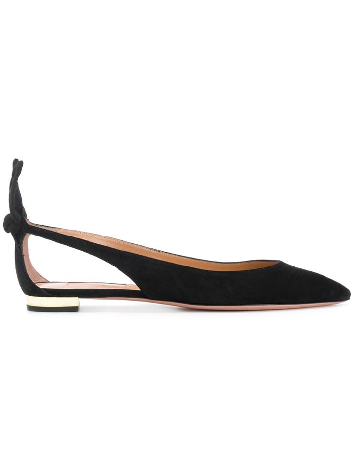 Aquazzura Bow Detail Ballerina Shoes - Black
