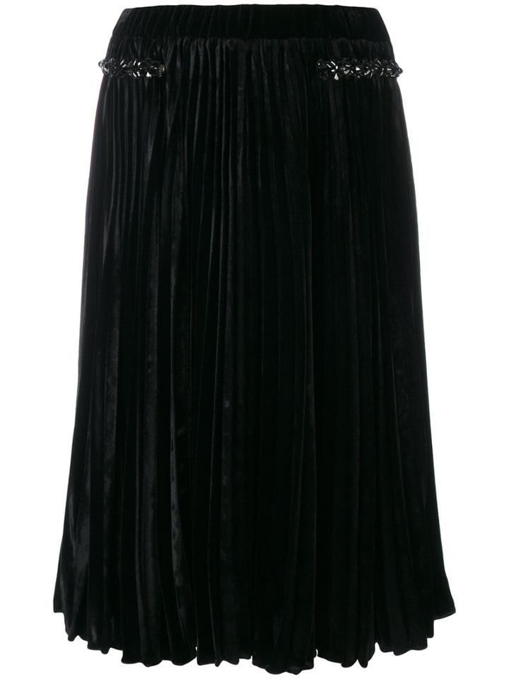No21 - Pleated Flared Skirt - Women - Silk/viscose - 40, Black, Silk/viscose