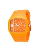 Diesel Rectangular Analog Watch, Adult Unisex, Yellow/orange, Rubber/stainless Steel