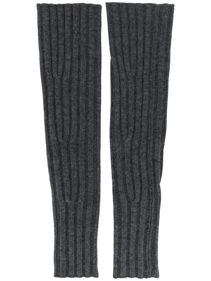 Cashmere In Love Ribbed Fingerless Aspen Gloves - Grey