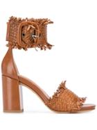 Strategia Fringed Woven Sandals - Brown
