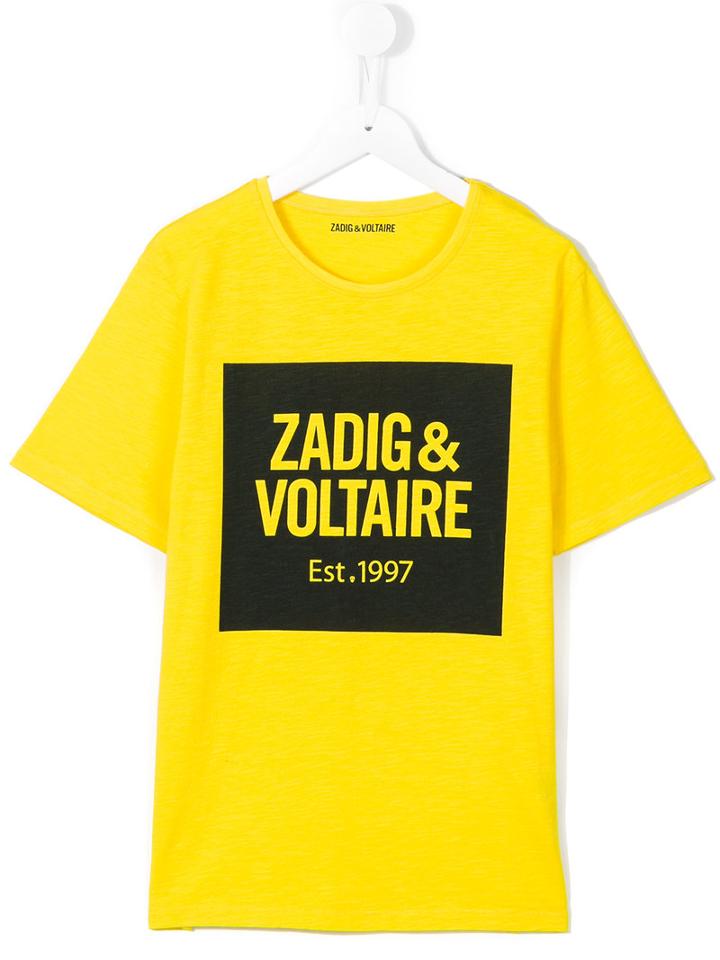 Zadig & Voltaire Kids Logo Print T-shirt, Boy's, Size: 16 Yrs, Yellow/orange