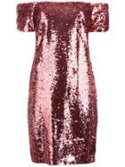 Aidan Mattox Sequin Off The Shoulder Mini Dress - Pink & Purple