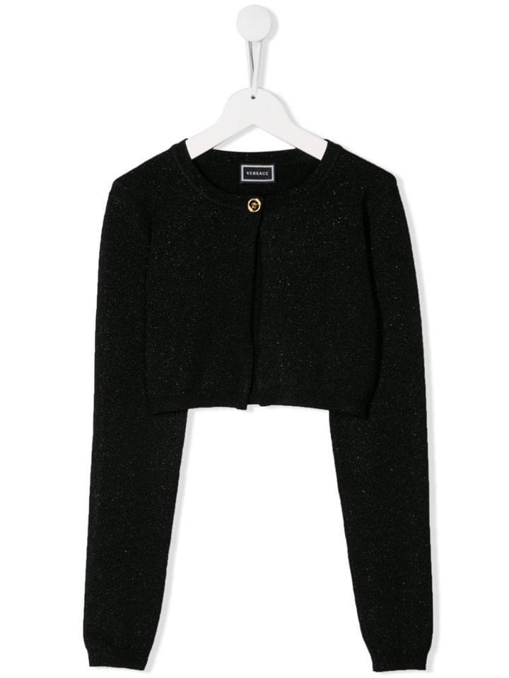 Young Versace Cropped Cardigan - Black