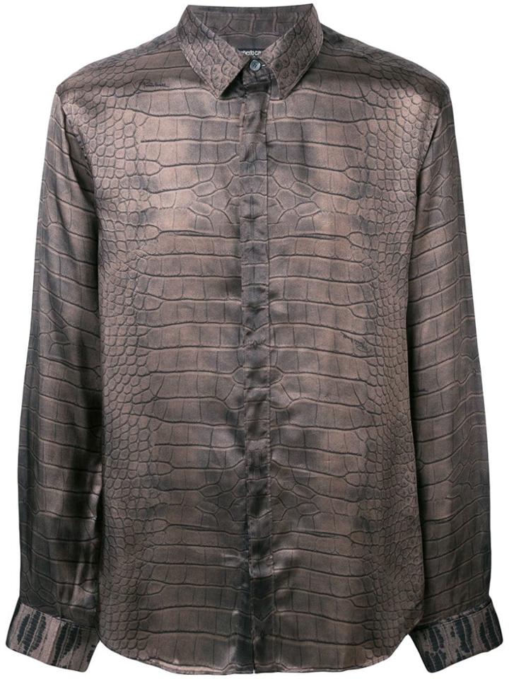 Roberto Cavalli Crocodile Print Shirt - Brown