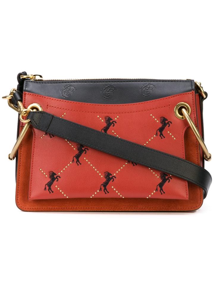 Chloé Classic Horse Embroidered Crossbody - Orange