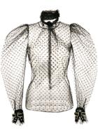 Philosophy Di Lorenzo Serafini Sheer Polka Dot Puff Sleeve Blouse -